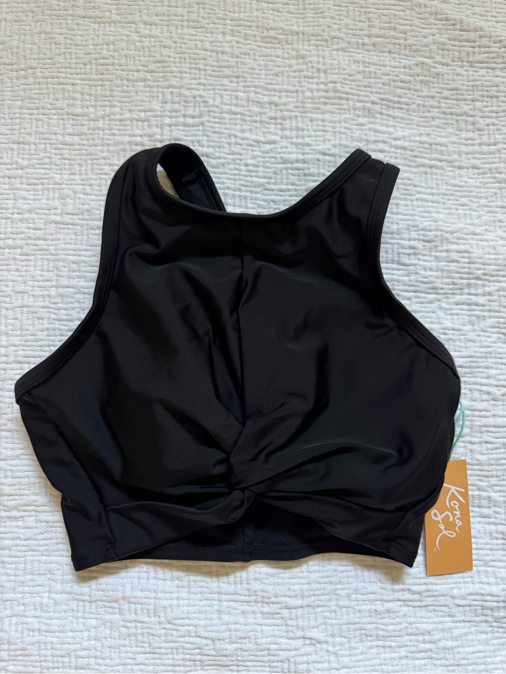 Twist-Front High-Neck Swim Top
